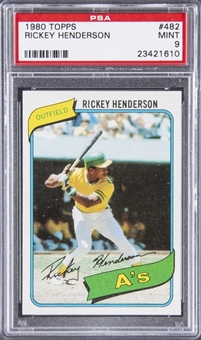 1980 Topps #482 Rickey Henderson Rookie Card – PSA MINT 9